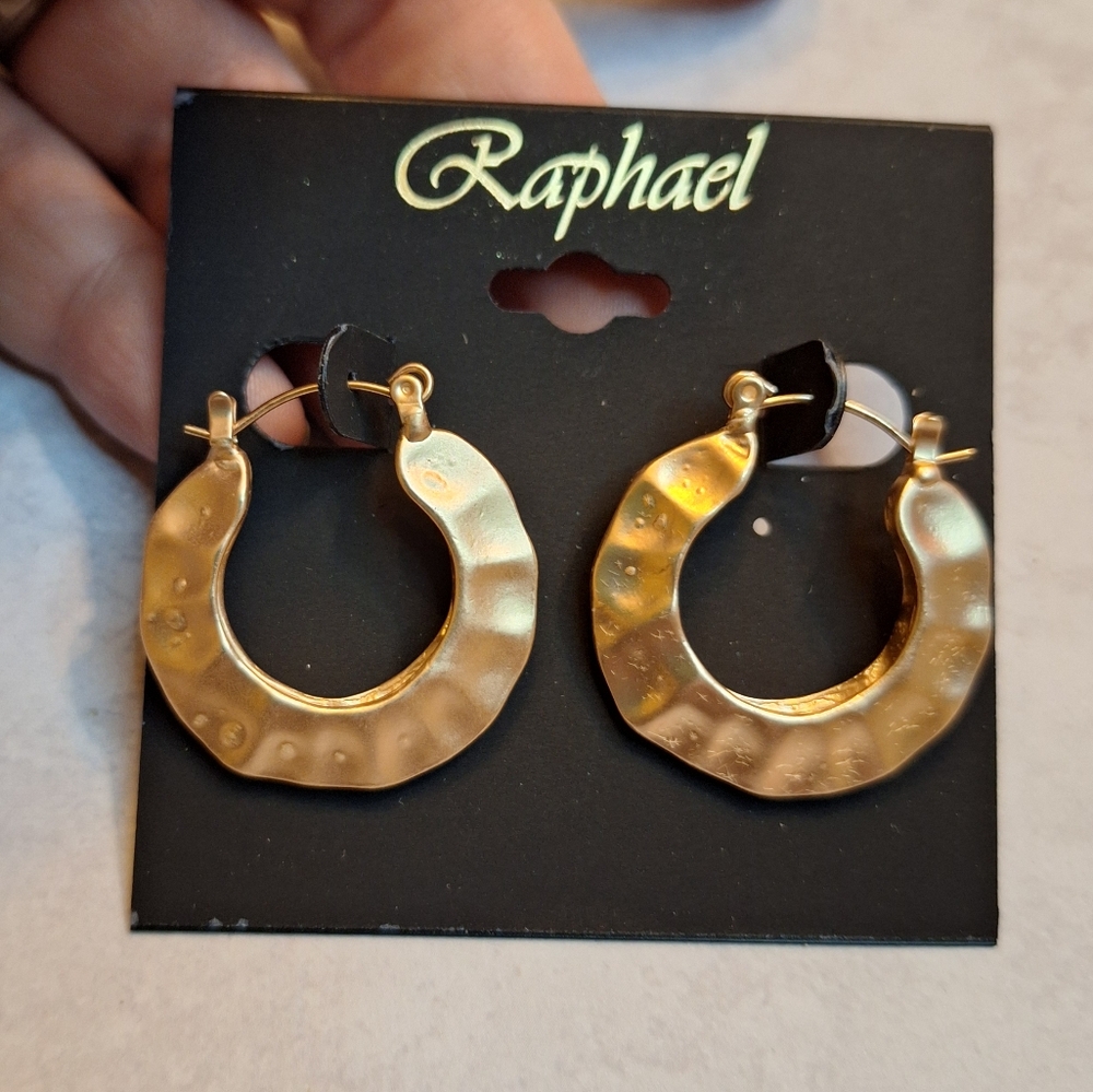 Raphael Textured Gold Hoop Earrings